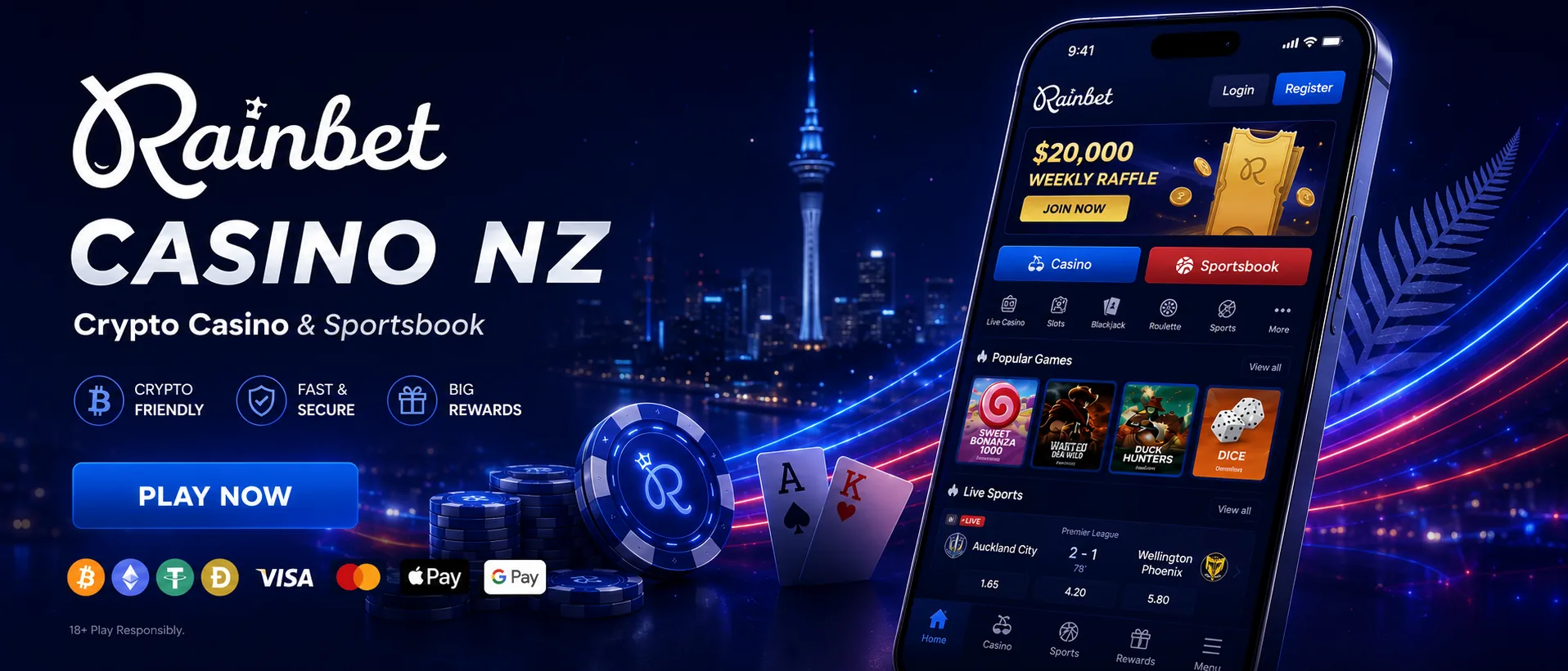 Rainbet NZ mobile casino and sportsbook app access